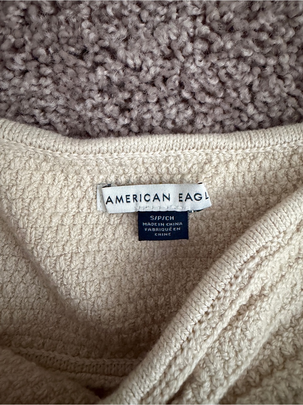 American Eagle Cream Crochet Strapless Tube Top Ruched Chevron Small - Picture 5 of 5